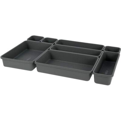 Storage Solutions Organiseurs de tiroirs - lot de 8 pièces, couleur grise, Système de stockage Storage Solutions Organiseurs de tiroirs - lot de 8 pièces, couleur grise, Système de stockage