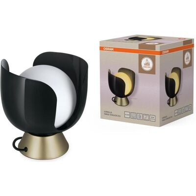 Osram, Lampe de table, Lampe de table Decor Corolle E14 – Noire – Métal et verre – Style rétro – Diamètre : 200 mm (E14) Osram, Lampe de table, Lampe de table Decor Corolle E14 – Noire – Métal et verre – Style rétro – Diamètre : 200 mm (E14)