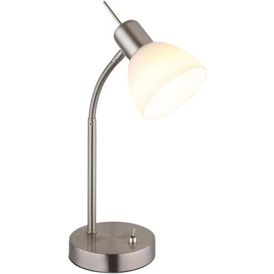Globo, Lampe de table, Malte E14 Tischleuchte 5W Warmweiss Nickel Matt, Metall Ø10cm 51490101 (430 lm, E14) Globo, Lampe de table, Malte E14 Tischleuchte 5W Warmweiss Nickel Matt, Metall Ø10cm 51490101 (430 lm, E14)