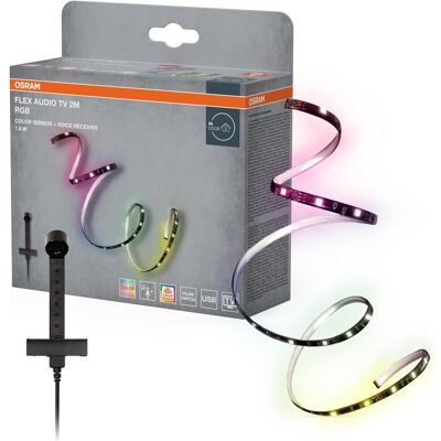 Osram, Bande LED, Flex Audio TV Voice Receiver 2M RGB Color Sensor USB (RGB, 200 cm, Intérieur) Osram, Bande LED, Flex Audio TV Voice Receiver 2M RGB Color Sensor USB (RGB, 200 cm, Intérieur)