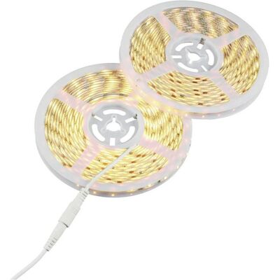Sygonix, Bande LED, SY-6612924 LED-Lichtband mit Stecker/Buchse 12 V/DC 10000 mm Warmweiss (Blanc chaud, 1000 cm, Intérieur) Sygonix, Bande LED, SY-6612924 LED-Lichtband mit Stecker/Buchse 12 V/DC 10000 mm Warmweiss (Blanc chaud, 1000 cm, Intérieur)