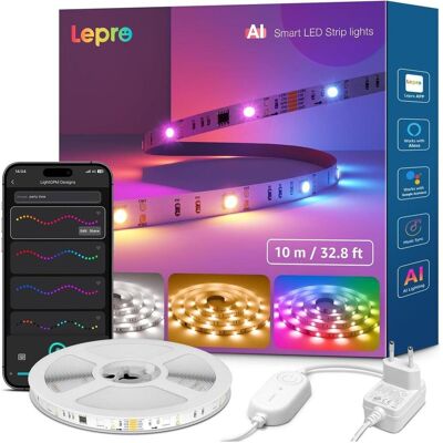 Govee, Bande LED, Bande LED RGBIC Lepro S2 10 m avec Wi-Fi et Bluetooth (Blanc chaud, Blanc froid, RGBIC, 1000 cm, Intérieur) Govee, Bande LED, Bande LED RGBIC Lepro S2 10 m avec Wi-Fi et Bluetooth (Blanc chaud, Blanc froid, RGBIC, 1000 cm, Intérieur)