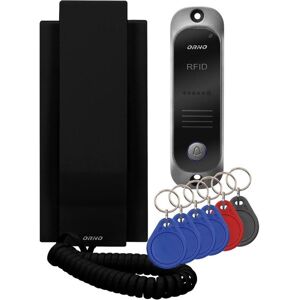 Orno, Sonnette + interphone, Portier individuel avec interphone et lecteur de porte-clés de proximité, noir Orno, Sonnette + interphone, Portier individuel avec interphone et lecteur de porte-clés de proximité, noir