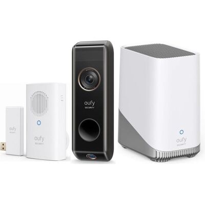 eufy, Sonnette + interphone, Video Deurbell Dual 2 Pro met HomeBase 3 en chime / Deurbelgong - 2K-resolutie - (Sans fil, WiFi) eufy, Sonnette + interphone, Video Deurbell Dual 2 Pro met HomeBase 3 en chime / Deurbelgong - 2K-resolutie - (Sans fil, WiFi)