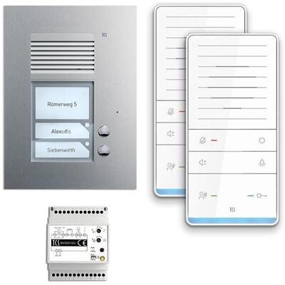 TCS, Sonnette + interphone, Kit d'interphone audio encastré pour 2 unités d'habitation (Filaire) TCS, Sonnette + interphone, Kit d'interphone audio encastré pour 2 unités d'habitation (Filaire)