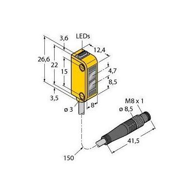 Turck, Détecteur de mouvements, Q12AP6FF30Q3 Capteur optoélectronique de détection de lumière réfléchie. Turck, Détecteur de mouvements, Q12AP6FF30Q3 Capteur optoélectronique de détection de lumière réfléchie.