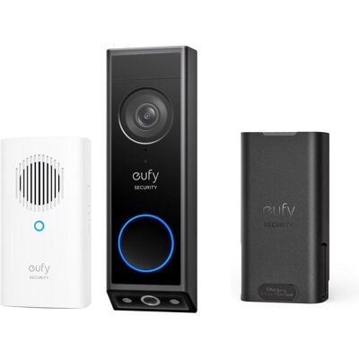 eufy, Sonnette + interphone, E340 Sonnette vidéo sans fil 2K avec carillon + batterie supplémentaire - Offre groupée à prix (Sans fil, WiFi) eufy, Sonnette + interphone, E340 Sonnette vidéo sans fil 2K avec carillon + batterie supplémentaire - Offre groupée à prix (Sans fil, WiFi)