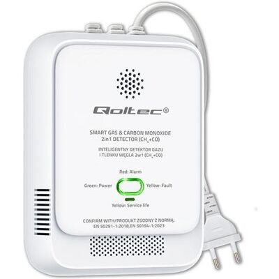 Qoltec, Alarme, Czujnik wycieku gazu i tlenku węgla alarm 85dB LED Qoltec, Alarme, Czujnik wycieku gazu i tlenku węgla alarm 85dB LED