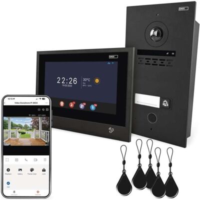 Emos, Sonnette + interphone, Ensemble d'interphone vidéo domestique GoSmart IP-880A 2WIRE avec Wi-Fi (Filaire, WiFi) Emos, Sonnette + interphone, Ensemble d'interphone vidéo domestique GoSmart IP-880A 2WIRE avec Wi-Fi (Filaire, WiFi)