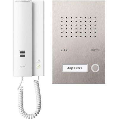 Schneider Electric, Sonnette + interphone, AceropurAudioSetAcier inoxydable/blanc (Filaire) Schneider Electric, Sonnette + interphone, AceropurAudioSetAcier inoxydable/blanc (Filaire)