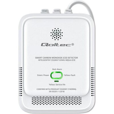 Qoltec, Alarme, Certyfikowany Czujnik tlenku węgla (czadu) detektor CO alarm 85dB LED Qoltec, Alarme, Certyfikowany Czujnik tlenku węgla (czadu) detektor CO alarm 85dB LED
