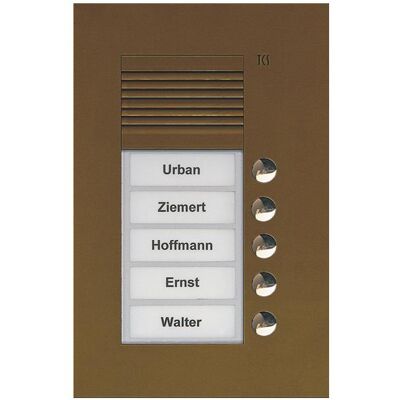 TCS, Sonnette + interphone, PUK05/1-EB Poste extérieur audio 5 touches 1 colonne UP bronze (Filaire) TCS, Sonnette + interphone, PUK05/1-EB Poste extérieur audio 5 touches 1 colonne UP bronze (Filaire)