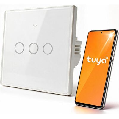 Qoltec, Interrupteurs éclairage + volets électriques, Interrupteur tactile intelligent à 3 canaux pour éclairage extérieur Wi-Fi Minuterie Tuya Qoltec, Interrupteurs éclairage + volets électriques, Interrupteur tactile intelligent à 3 canaux pour éclairage extérieur Wi-Fi Minuterie Tuya