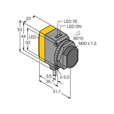 Turck, Détecteur de mouvements, Opto Sensor Cellule à réflexion directe avec suppression de l'arrière-plan fixe QS30VR3FF600 (0.60 m) Turck, Détecteur de mouvements, Opto Sensor Cellule à réflexion directe avec suppression de l'arrière-plan fixe QS30VR3FF600 (0.60 m)