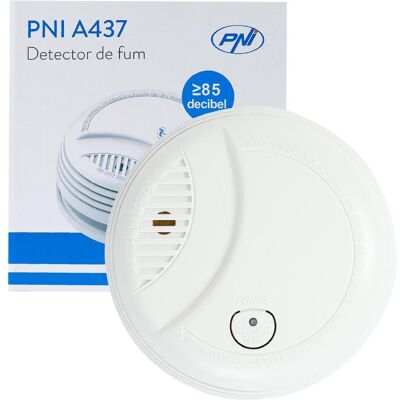 PNI, Alarme, Détecteur de fumée A437, autonome, avec alarme sonore et lumineuse, 85 dB, intérieur, blanc PNI, Alarme, Détecteur de fumée A437, autonome, avec alarme sonore et lumineuse, 85 dB, intérieur, blanc