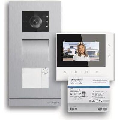 Busch-Jaeger, Sonnette + interphone, Kit pour maison individuelle « Video 83-1FHB/SET Basic Welcome » à 2 fils AP (Filaire) Busch-Jaeger, Sonnette + interphone, Kit pour maison individuelle « Video 83-1FHB/SET Basic Welcome » à 2 fils AP (Filaire)