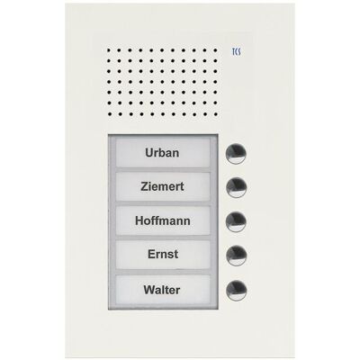 TCS, Sonnette + interphone, PUK05/1-WS Poste externe audio 5 touches 1 colonne UP blanc (Filaire) TCS, Sonnette + interphone, PUK05/1-WS Poste externe audio 5 touches 1 colonne UP blanc (Filaire)
