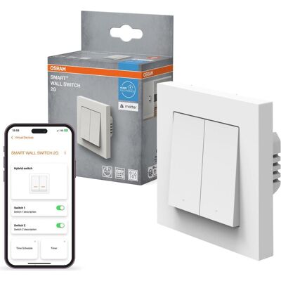 Osram, Interrupteurs éclairage + volets électriques, SMART+ WIFI MATTER WALL SWITCH 2 Channel Osram, Interrupteurs éclairage + volets électriques, SMART+ WIFI MATTER WALL SWITCH 2 Channel