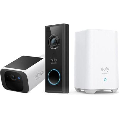 eufy, Sonnette + interphone, Solocam S220 + Dual deurbel met Homebase 2 bundel - zonne-energie beveiligings (Sans fil, WiFi) eufy, Sonnette + interphone, Solocam S220 + Dual deurbel met Homebase 2 bundel - zonne-energie beveiligings (Sans fil, WiFi)