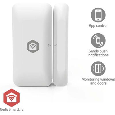 Nedis, Protection contre le cambriolage + système d'alarme, SmartLife Tür-Fenster-Sensor Zigbee 3.0 Batteriebetrieben Android™ / IOS Weiss Nedis, Protection contre le cambriolage + système d'alarme, SmartLife Tür-Fenster-Sensor Zigbee 3.0 Batteriebetrieben Android™ / IOS Weiss