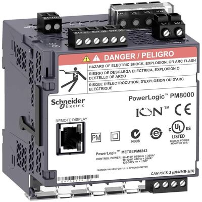Schneider, Compteur de courant, Analyseur de puissance ION classe A, PowerLogic PM8343, Advanced, rail DIN sans écran, 512 MB, 512 Schneider, Compteur de courant, Analyseur de puissance ION classe A, PowerLogic PM8343, Advanced, rail DIN sans écran, 512 MB, 512