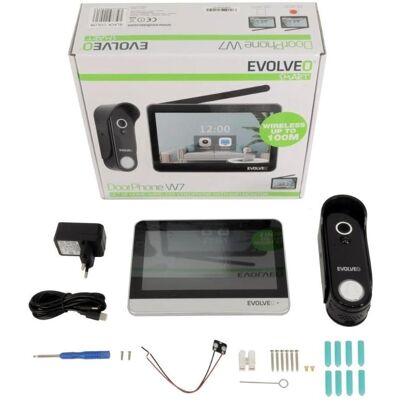 Evolveo, Sonnette + interphone, DoorPhone W7, Sada domácího bezdrátového videotelefonu s WiFi černý stříbrný monitor (Sans fil, WiFi) Evolveo, Sonnette + interphone, DoorPhone W7, Sada domácího bezdrátového videotelefonu s WiFi černý stříbrný monitor (Sans fil, WiFi)