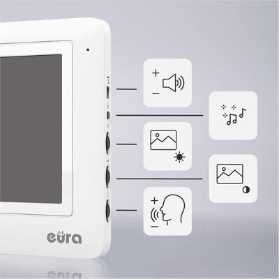 Eura, Sonnette + interphone, Interphone vidéo WiFi avec moniteur couleur 7 pouces et application Tuya (Filaire, WiFi) Eura, Sonnette + interphone, Interphone vidéo WiFi avec moniteur couleur 7 pouces et application Tuya (Filaire, WiFi)