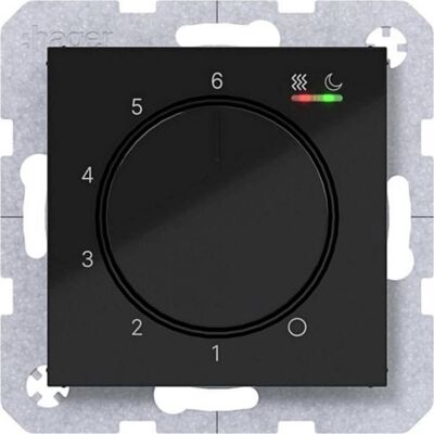 Hager Régulateur de température WAN5011BG, 1 pièce, Thermostat, Noir Hager Régulateur de température WAN5011BG, 1 pièce, Thermostat, Noir