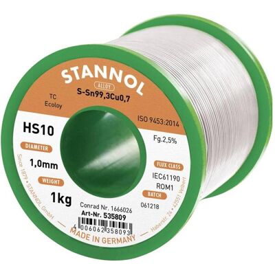 Stannol HS10 2,5% Fil de Soudure - Soudure Électronique Fine Stannol HS10 2,5% Fil de Soudure - Soudure Électronique Fine