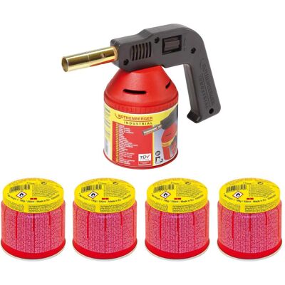 Rothenberger, Fer à souder, Kit de lampes à souder RoFlame comprenant 4 cartouches de gaz à piquer avec système de sécurité ILL (Lampe à souder) Rothenberger, Fer à souder, Kit de lampes à souder RoFlame comprenant 4 cartouches de gaz à piquer avec système de sécurité ILL (Lampe à souder)