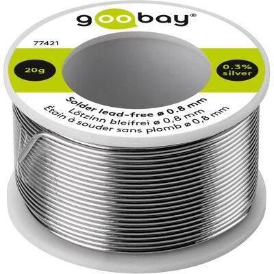 Goobay Lötzinn bleifrei, ø 0,8 mm, 20 g (Souder), Fer à souder : accessoires, Argent Goobay Lötzinn bleifrei, ø 0,8 mm, 20 g (Souder), Fer à souder : accessoires, Argent