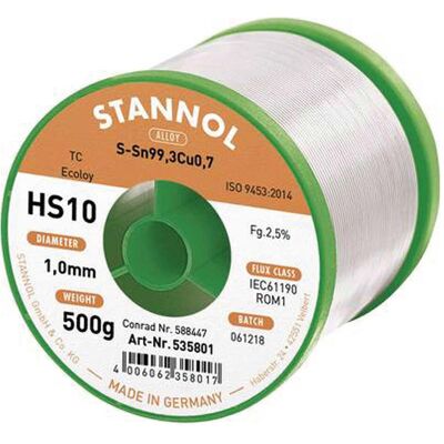 Stannol HS10 2510 Fil de Soudure Sans Plomb - Accessoire de Soudure Stannol HS10 2510 Fil de Soudure Sans Plomb - Accessoire de Soudure