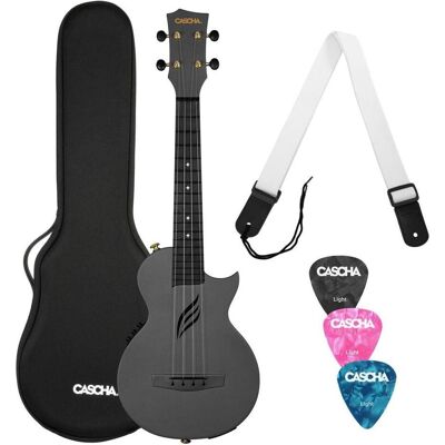 Cascha Ukulele Carbon Fibre Black Set w/ Pickup System (De concert), Ukulélé, Noir Cascha Ukulele Carbon Fibre Black Set w/ Pickup System (De concert), Ukulélé, Noir