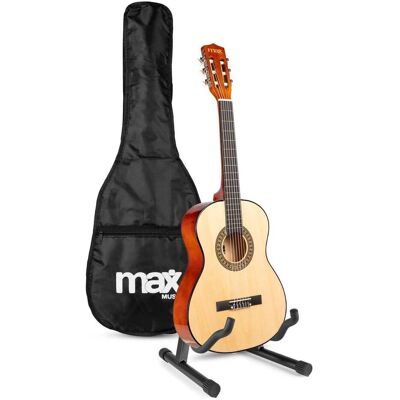 Max SoloArt Junior 3/4 starterset - Akoestische kindergitaar met standaard en (Guitare acoustique, Bois d'érable, Bois de tilleul), Guitare, Marron Max SoloArt Junior 3/4 starterset - Akoestische kindergitaar met standaard en (Guitare acoustique, Bois d'érable, Bois de tilleul), Guitare, Marron