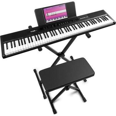 Max RhapsodyDP88 Digitale Piano met 88 toetsen - Complete set met standaard, bankje en (88 Boutons), Synthétiseur, Noir Max RhapsodyDP88 Digitale Piano met 88 toetsen - Complete set met standaard, bankje en (88 Boutons), Synthétiseur, Noir