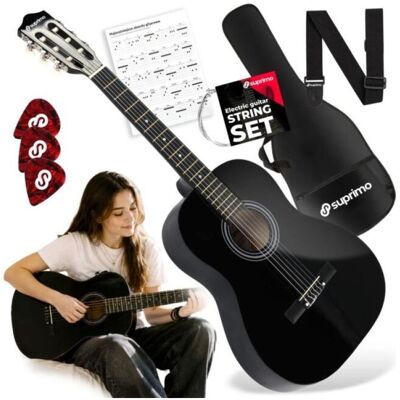 Suprimo CG34 BK : guitare classique 3/4, 36 pouces, noire (Guitare classique), Guitare, Noir Suprimo CG34 BK : guitare classique 3/4, 36 pouces, noire (Guitare classique), Guitare, Noir