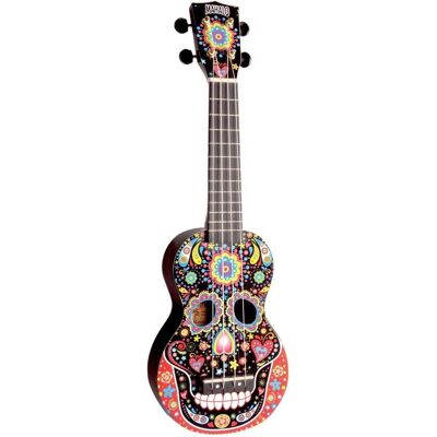 Mahalo Art Skull (Soprano, Soprano), Ukulélé, Noir, Multicolore Mahalo Art Skull (Soprano, Soprano), Ukulélé, Noir, Multicolore