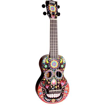 Mahalo Art Skull (Soprano, Soprano), Ukulélé, Noir, Multicolore Mahalo Art Skull (Soprano, Soprano), Ukulélé, Noir, Multicolore