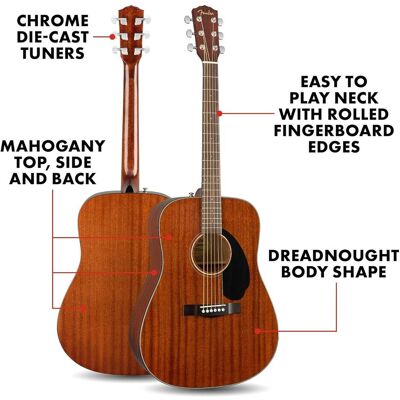 Fender Classic Design CD-60S tout acajou westerngitaar acoustique (Guitare acoustique, Acajou), Guitare, Marron Fender Classic Design CD-60S tout acajou westerngitaar acoustique (Guitare acoustique, Acajou), Guitare, Marron