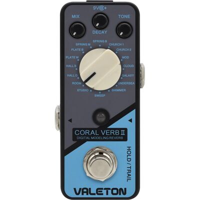 Valeton - Coral Verb II Barcode: 6959473980293 (Contrebasse, Guitare, Guitare électrique), Pédale d'effet, Noir Valeton - Coral Verb II Barcode: 6959473980293 (Contrebasse, Guitare, Guitare électrique), Pédale d'effet, Noir