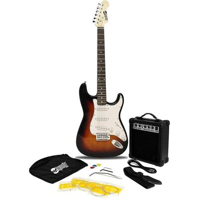 PDT RockJam Elec Guitar Super Kit Sun (Guitare électrique), Guitare, Marron PDT RockJam Elec Guitar Super Kit Sun (Guitare électrique), Guitare, Marron