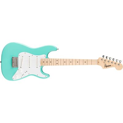 Squier Mini Stratocaster (Guitare électrique, Acier plaqué nickel, érable, Os synthétique, Ossature, Poplar), Guitare, Vert Squier Mini Stratocaster (Guitare électrique, Acier plaqué nickel, érable, Os synthétique, Ossature, Poplar), Guitare, Vert