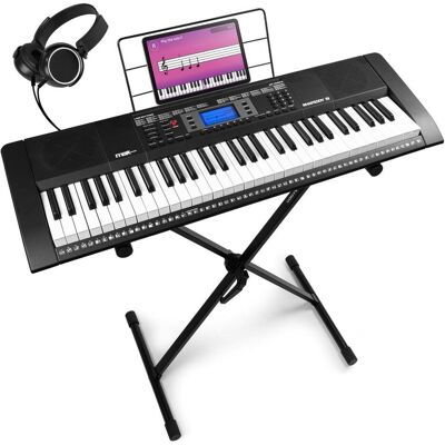 Max Rhapsody61 keyboard piano met 61 toetsen - Complete keyboard set met standaard en (61 Boutons), Synthétiseur, Noir Max Rhapsody61 keyboard piano met 61 toetsen - Complete keyboard set met standaard en (61 Boutons), Synthétiseur, Noir