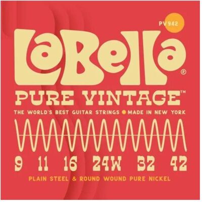 La Bella PV942 Pure Vintage XL 009/042 (6x, Guitare, Guitare électrique, 0.04"), Corde de guitare La Bella PV942 Pure Vintage XL 009/042 (6x, Guitare, Guitare électrique, 0.04"), Corde de guitare