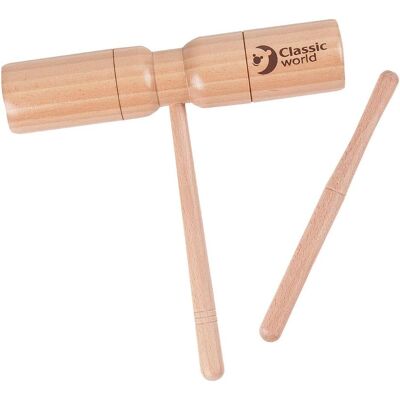 Classic World Houten Toonblok met handvat en Stok (Percussion), Instrument à percussion, Marron Classic World Houten Toonblok met handvat en Stok (Percussion), Instrument à percussion, Marron