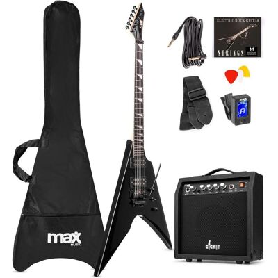 Max Music Guitare électrique GigKit Rock Style Noir (Guitare électrique, Bois de rose, Chrome, érable, Palissandre, Tilleul, Tilleul), Guitare, Noir Max Music Guitare électrique GigKit Rock Style Noir (Guitare électrique, Bois de rose, Chrome, érable, Palissandre, Tilleul, Tilleul), Guitare, Noir