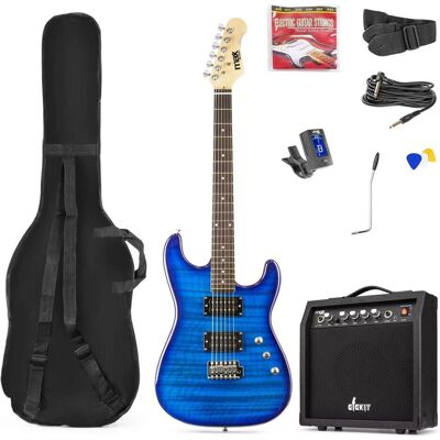 Max Music GigKit Style matelassé (Guitare électrique, Bois de rose, Chrome, érable, Érable, Tilleul, Tilleul), Guitare, Bleu Max Music GigKit Style matelassé (Guitare électrique, Bois de rose, Chrome, érable, Érable, Tilleul, Tilleul), Guitare, Bleu