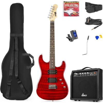 Max Music Guitare électrique GigKit Quilted Style Rouge (Guitare électrique, Bois de rose, Chrome, érable, Érable, Tilleul, Tilleul), Guitare, Rouge Max Music Guitare électrique GigKit Quilted Style Rouge (Guitare électrique, Bois de rose, Chrome, érable, Érable, Tilleul, Tilleul), Guitare, Rouge