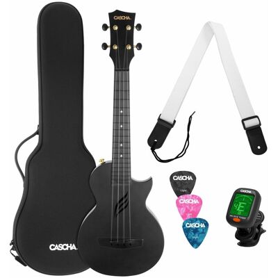 Cascha HH 2258 Zwarte Carbon Fiber concert ukulele met softcase (De concert), Ukulélé, Noir Cascha HH 2258 Zwarte Carbon Fiber concert ukulele met softcase (De concert), Ukulélé, Noir