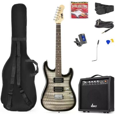 Max Music Guitare électrique GigKit Quilted Style Noir (Guitare électrique, Corps : Tilleul, Cou : Tilleul, Touche : Bois de rose), Guitare, Noir Max Music Guitare électrique GigKit Quilted Style Noir (Guitare électrique, Corps : Tilleul, Cou : Tilleul, Touche : Bois de rose), Guitare, Noir